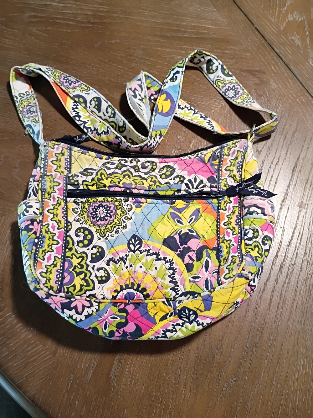 Vera Bradley Quilted Crossbody Bag in Yellow Pink Blue Multicolor & Wallet
